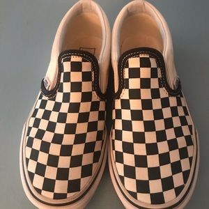 Kids checkered Vans slip ons.  Size 2.5